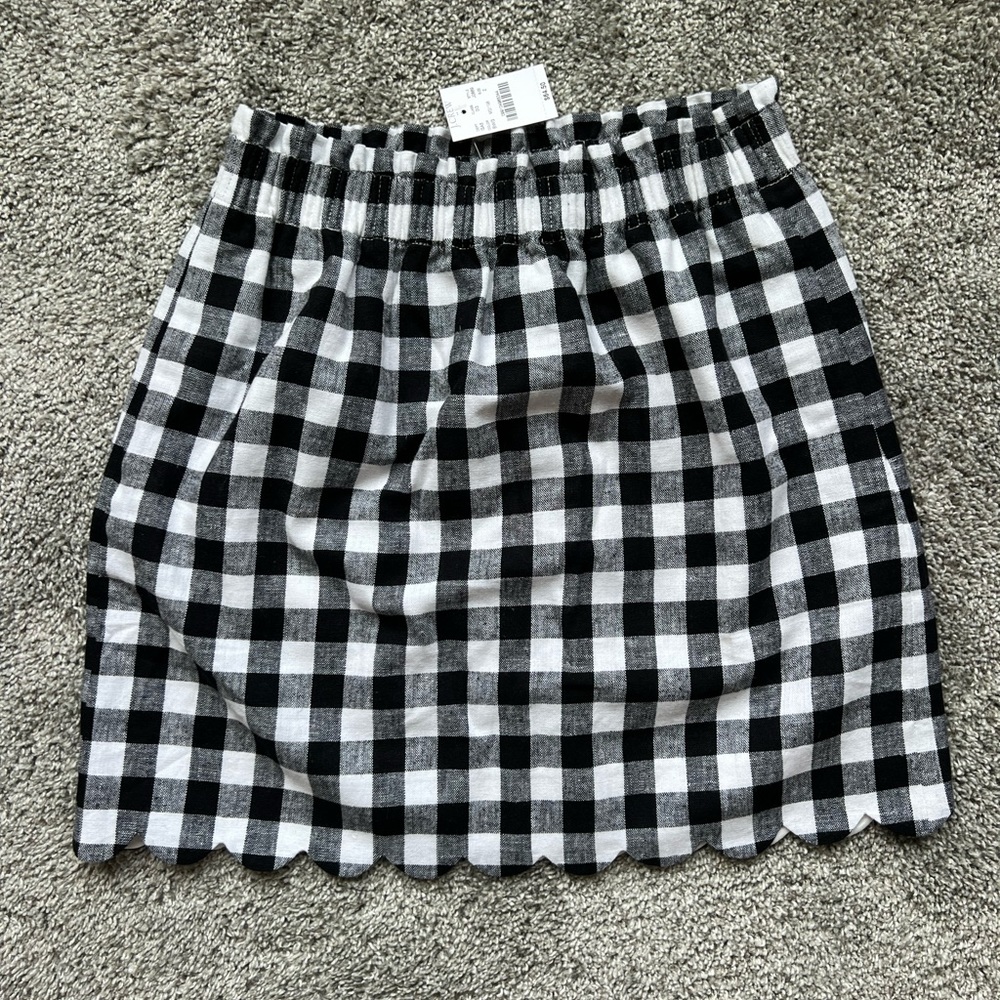 Jcrew scalloped hem gingham skirt